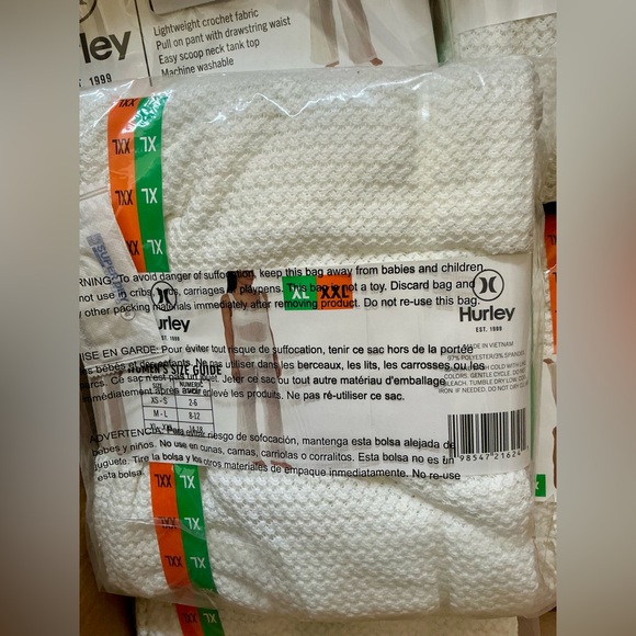 3 for $23 Hurley White Mesh Swim Cover-Up Set Tank & Pants Beach Cover-Up XL/XXL - Picture 6 of 10